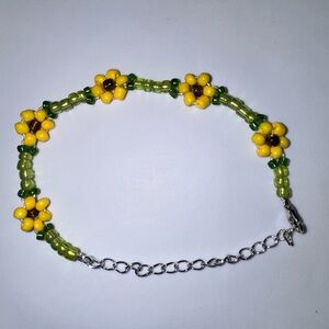 Yellow and Green Floral Beaded Bracelet